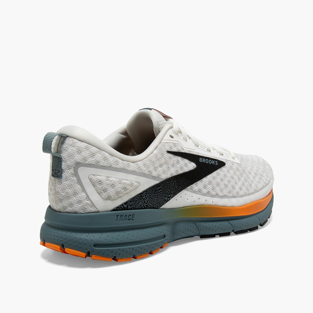 Chaussures Running Route Brooks Trace 3 Blanche Orange Bleu Homme | FXJ-6599284